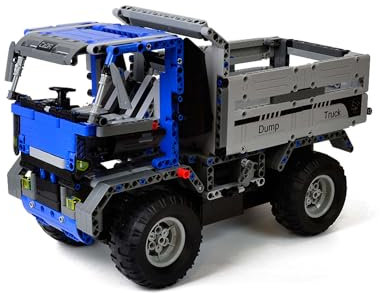 RC ferngesteuertes Muldenkipper aus Bausteinen, Steck-Bausatz DIY Spielzeug, Modellbau Dump Truck Auto aus Klemmbausteinen, Baustellen-LKW f. Kinder u. Erwachsene, Lernspielzeug f. Anfänger u. Profis
