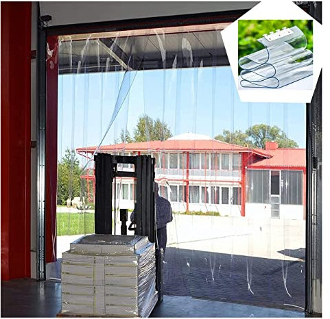 Industrieller PVC-Streifenvorhang für Geschäft, Fabrik, Garage, transparente Kunststoffstreifen, Gefrierschrankvorhänge, 165 x 200 cm