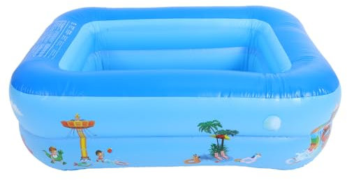 KOMBIUDA Aufblasbares Schwimmbecken Kinderschwimmbecken PVC Doppelschicht Blau 120cm Garten Innenbereich Spielen
