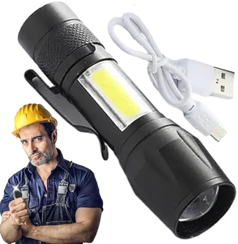 Qutalmi Torcia tascabile ricaricabile, Torcia portatile a LED - Torcia portatile Torcia LED impermeabile ad alti lumen | Luce flash regolabile con da campeggio con luce laterale per