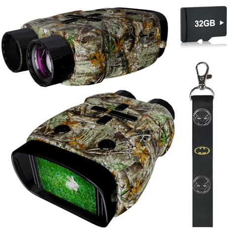 Kinderkamera und Nachtsichtbrille für Kinder, Jungen und Mädchen, Weihnachtsgeschenke, Nachtsicht-Fernglas mit 32-GB-Speicherkarte (Camouflage)