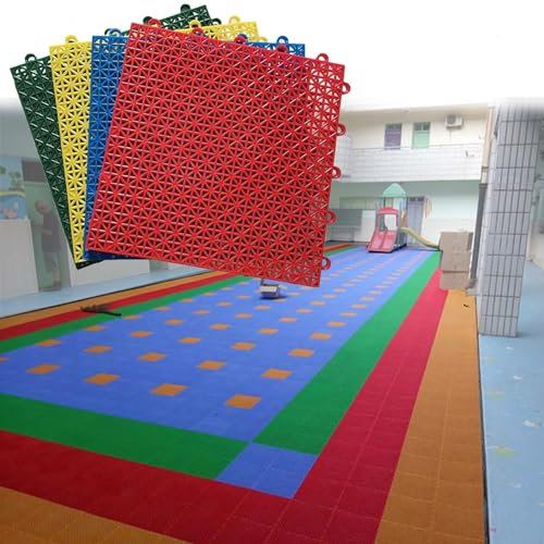 QUSYZD Pavimentazione per Campo da Basket da Giardino, Spessore 2/5 Pollici, Piastrelle modulari ad Incastro in plastica Resistenti alle intemperie per asili, spazi pubbli,Red-1 Piece