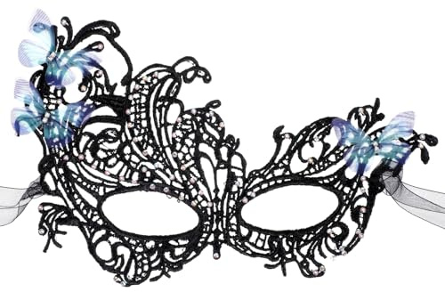 Bremorou Spitze Maske Schwarz Hübsch Maskerade Maskenball Venezianische Maske Damen Spitzenmaske Augenmaske für Halloween Fasching Lace Elegante für Karnevalsparty Party Cosplay Valentinstag