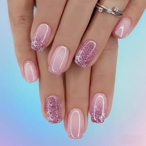 Press On Nails Kurz, SanFangyue 24Pcs Kurz Fingernägel Zum Aufkleben, Acryl Kunstnägel Zum Aufkleben, Fingernägel, Design Kunstnägel