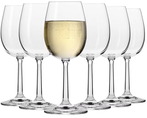 Krosno Pure Weißweingläser 280 ml – 6er Set, Bleifreies Kristallglas, Schlanke Form, Dünner Rand, Für Weißwein Rosé Sekt, Elegante Weingläser, Spülmaschinengeeignet