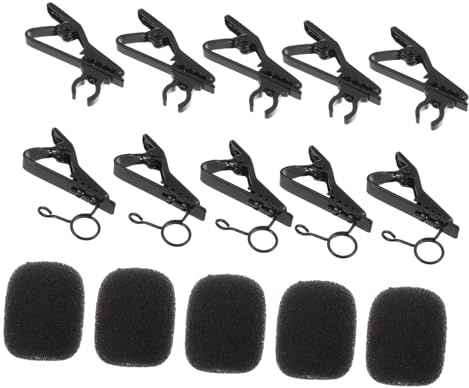 TOKIDNY 18 Stück Teiliges Mikrofon Clips Set mit Alligator Clip Windschutz Drahtklemmen Elastisch Kompakt Leicht für Party Konferenz Bühne Ansteckmikrofon Zubehör