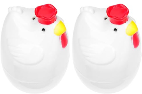 Hohopeti 2 pezzi Cuociuova Microonde Forma di Pollo Contenitori Resistente al Calore per Uova al Vapore per Cucina Familiare e Colazione Veloce