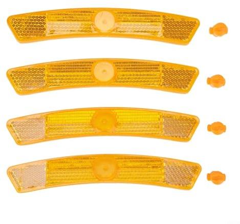 Set di 4 riflettori per raggi bici, per una maggiore sicurezza notturna e visibilità (giallo)