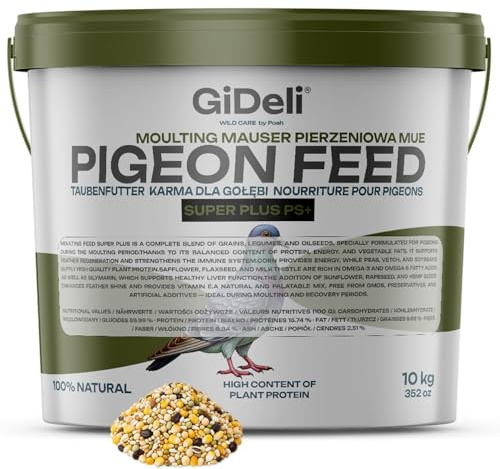 GiDeli Mangime per piccioni, 10 kg, miscela di alta qualità, ricco di proteine, con semi oleosi e cereali, grani equilibrati per allevamento e sport