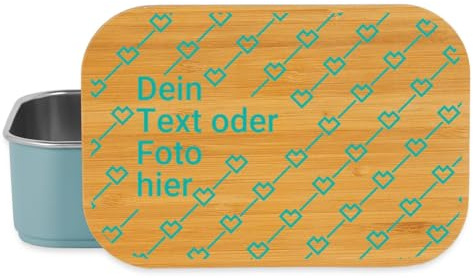 Personalisierte Bento Box Aus Edelstahl Lunchbox Brotdose mit Bambusdeckel | Personalisierbare Meal Prep Box