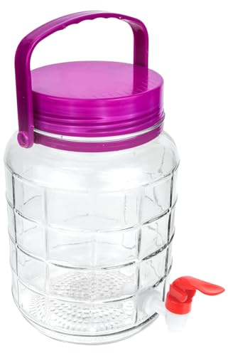 Healeved Frasco de Vidrio para Pepinillos de 3L Grifo Tarro Transparente para Fermentación de Bebidas Botella para Elaboración de Vino y Cerveza Recipiente Hermético para Cocina y