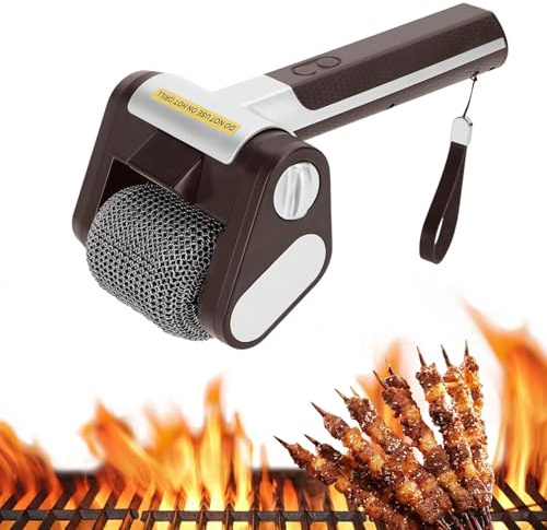Pulitore per Barbecue Elettrico con Luce Led, Spazzola Elettrica per Barbecue Senza Fili da 350 Giri/min per Pulizia della Griglia, Pulitore per Barbecue In Acciaio Inossidabile 304