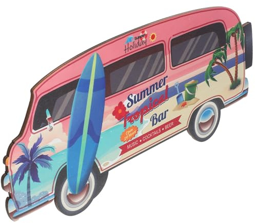 Homoyoyo Hawaii Holzschild Bus Sommerliche Strand Hängedekoration Türschild Haustürschild Holz Wanddekoration