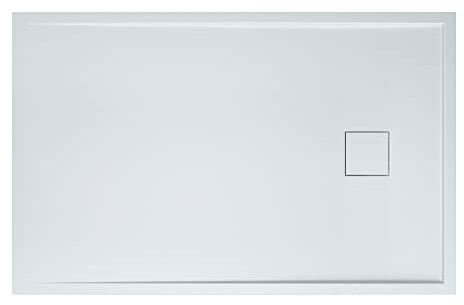 Sogood Receveur de Douche à Carreler à Poser en Solid Surface Bac à douche Rectangulaire Extraplat Blanc avec Bonde et Cache Bonde Design Geoma08 90x140cm
