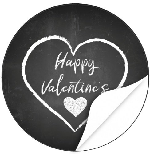 48 moderne Design Etiketten, rund/Happy Valentines Tafel Kreide Look/Valentinstag/Liebe/Herzen/Hochzeit/Geschenk-Aufkleber/Sticker /