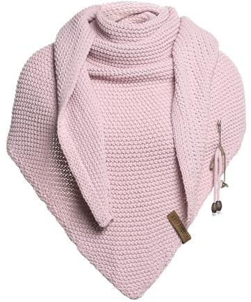 Knit Factory - Coco Knitted Shawl - Premium Triangle Scarf Women - Chunky winter scarf - Ladies scarf - Winter shawl - Manufactured in Europe - Xmas gift for women - Pink - 190x85 cm