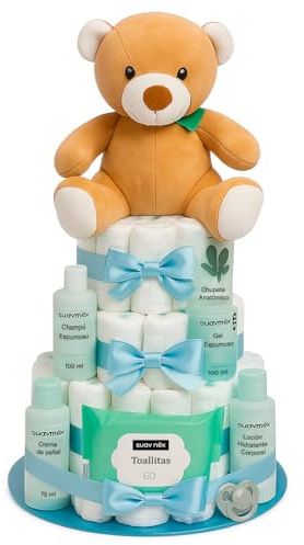 Gâteau de Couches Personnalisé Cadeau Naissance Bébé Fille Garçon Trousse Coffret Original Baby Shower Mixte Nouveau Né Fait Main avec Carte à Dédicace Idée Cadeau Original Kit Naissance Bébé Taille2