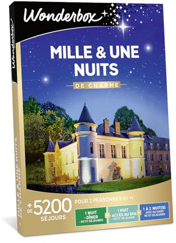 Wonderbox - Coffret Cadeau - Séjours - Mille Et Une Nuits De Charme - 1 Nuit avec Dîner Et Petit Déjeuner Ou 1 Nuit avec Accès Au Spa Et Petit Déjeuner Ou 1 À 2 Nuit(s) avec Ou sans Petit Déjeuner
