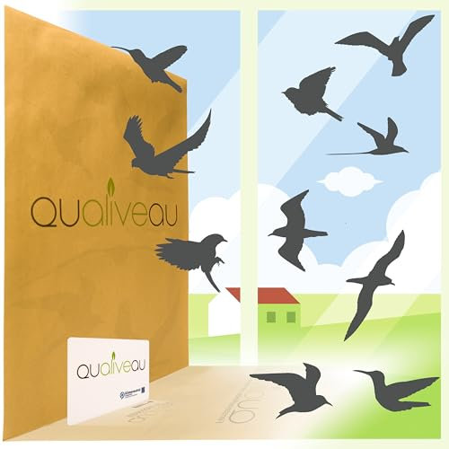 Qualiveau® Autocollant de protection contre les collisions d’oiseaux, 10 à 18 cm, kit complet avec aide au collage, couleur : gris foncé