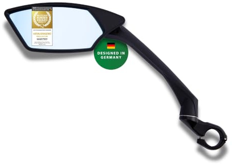 CONTEC E-View Deluxe Fahrradspiegel, E-Bike Rückspiegel mit Dazz-Linse, 75 % weniger Reflexion, für Lenker Ø 22,2 mm, rechts & links montierbar, robust, klappbar, schwarz