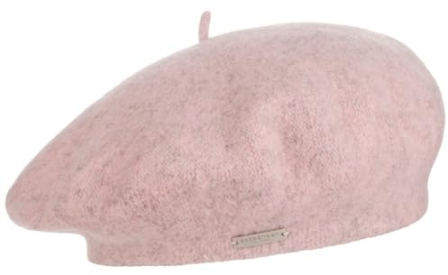 Seeberger Damenbaske Schurwolle Baskenmütze Wollbaske Winterbaske Schurwollmütze Damen - Herbst-Winter Winter - One Size rosa-meliert