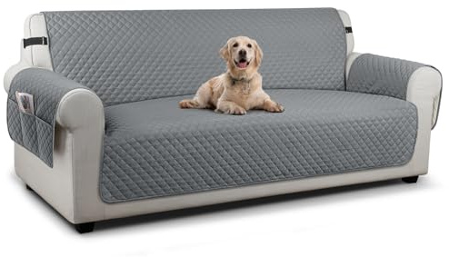 TAOCOCO Sofa Slipcovers Sofa Covers 3 Seater,Settee Covers with Storage Pockets,Anti Slip Couch Covers,Washable Sofa Protector for Pets(Dark Grey)