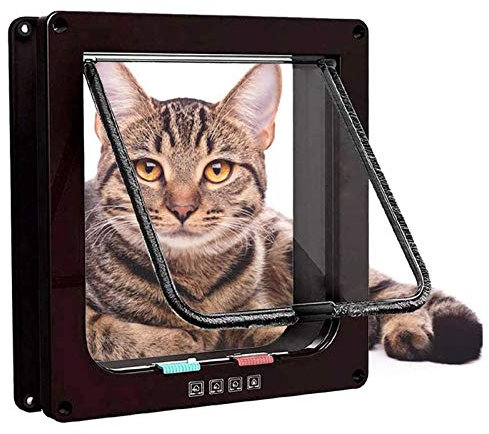 Porta per Gatti HUA Porta Animali/Gattaiola Facile da Installare, con Chiusura A 4 Vie, Sportello Antivento A Spessore Regolabile per Porte E Finestre Scorrevoli in Vetro, 3 Misure (Size : Medium)
