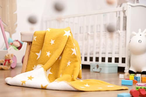 KOLTER Sternchen Babydecke Wolldecke Pucktuch aus 100% Bio-Baumwolle vegan (Honig)