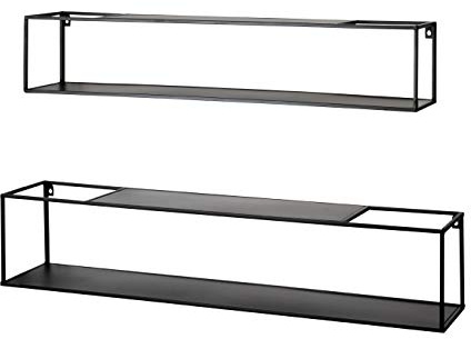 HAKU Wandregal 2er Set schwarz, Metall - Maße: B 85/95 x H 17/20 x T 17/20 cm, Style: Modern