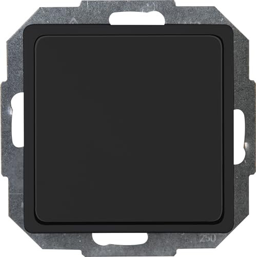 Kopp PARIS Blindabdeckung - Matt-Schwarz - 5,7 x 5,7 cm - Hochwertige Steckdosen-Blindabdeckung aus mattem Kunststoff - Stilvolle IP20 Unterputzdose-Abdeckung mit Tragring