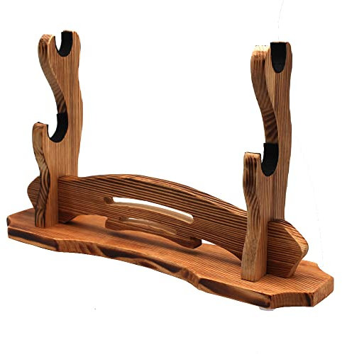 BiJun Schwertständer Katana Halterung, Katana Samurai-Schwertständer Präsentationsständer Schwertständer für Katana Wakizashi Tanto Unterstützung aller Schwerter (2 Schwerter)