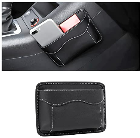 Moly Magnolia PU Leather Car Seat Side Pocket Organizer, Black/Flag