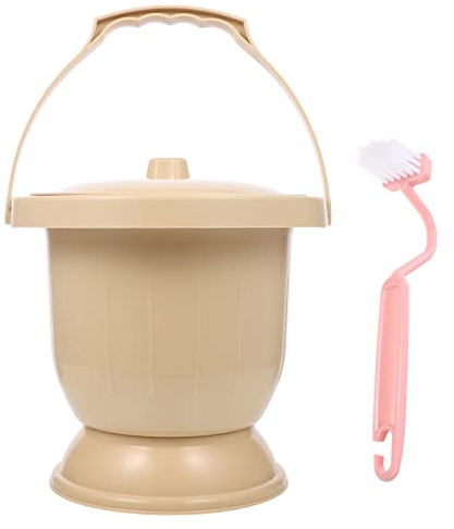 Chamber Pot Adult Urinal Pot with lid Urinal Container Pee Bottle Bucket Unisex Urinal Portable Toilet Urinals for Men Women Elderly Kids Patients Camping Outdoor Travel Khaki