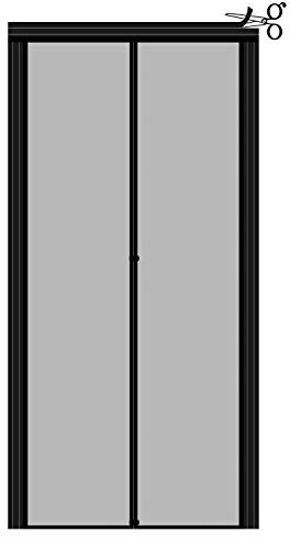 Yotache Fliegengitter für Balkontür Insektenschutz Einstellbare Fliegengittertür Breite 74cm-84cm Höhe 201cm - 206cm, Verstärktes Polyestergewebe mit Haken&Schlaufe Streifen Ohne Bohren Schwarz