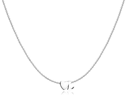 MARLION JEWELS Kette für damen mit der Initiale und einem Herz. Halskette aus vergoldetem/versilbertem Chirurgenstahl ideal als Geschenk. Schmuck Damen