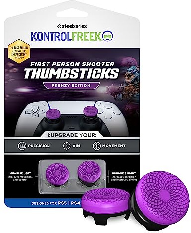KontrolFreek FPS Freek Frenzy Grips pour Manette PS5 | 1 Rehausseur Haut & 1 Milieu pour PS5 & PS4 | Plus de Précision & Contrôle FPS | Violet