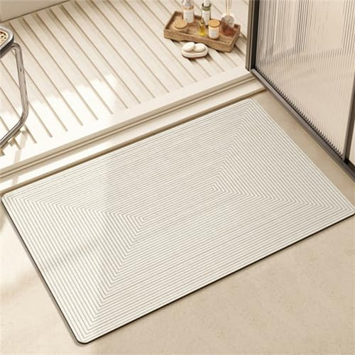 Badematte Rutschfest 100x150cm, Super Absorbierende Badezimmerteppich, Badteppich Schnelltrocknende Badvorleger Bath Mat Waschbar Duschvorleger Bodenmatte Dusche, Badewannen, Badezimmer, Lichtfarbe