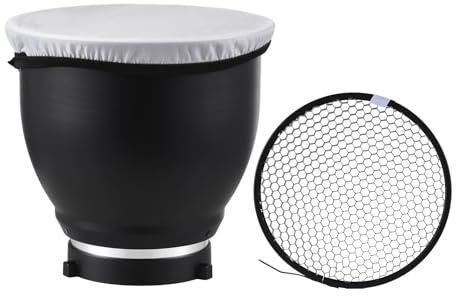 Bol de beauté Bowens de 17,8 cm avec grille en nid d'abeille à 60° et chaussette diffuseur pour flash stroboscopique Bowens Mount Studio