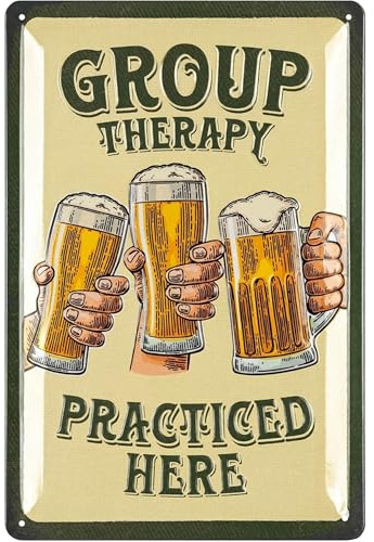 LANOLU Blechschilder Retro GRUPPENTHERAPIE - Biertrinker Geschenk Bierliebhaber, lustiges Bierschild, Blechschilder Bier, Metallschilder mit Sprüchen 20x30cm