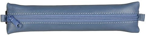 Clairefontaine 77039C - Schlampermäppchen Age Bag, flach, aus Leder, ideal für Notizbuch, 20x4,5 cm, Blau, 1 Stück