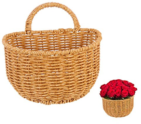 LABRIMP Geflochtener Wandkorb Geschenkkorb Geschenkhalter Wohnkultur storage shelves Mülleimer aus Plastik Blumenstand Aufbewahrungskorb für Blumen Blumenbehälter Handheld Blumentopf Obst