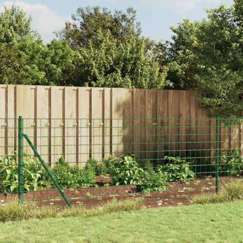 Sufrk Wire Mesh Fence with Flange Green 0.8x25 m,Galvanized Welded Wire Gauze Welded Wire Mesh No Rust Mesh Hot-dipped Galvanized Welded Wire Mesh Fencing Wire Chicken Coop Vegetables Garden Fruits Pl