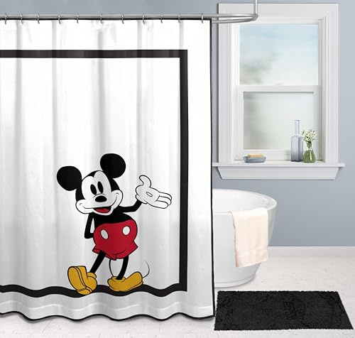 Disney Mickey Mouse Shower Curtain 178 x 183 cm - Fabric White Bathroom Decor