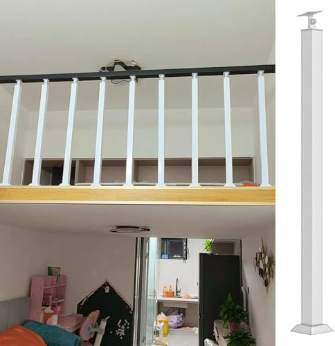 Set di ringhiere in metallo per ringhiera in ferro per interni scale bianche mancorrenti di sicurezza per soffitti con connettori e scarpe Balaustra quadrata Altezza 75 cm (29 1/2) 5 pezzi