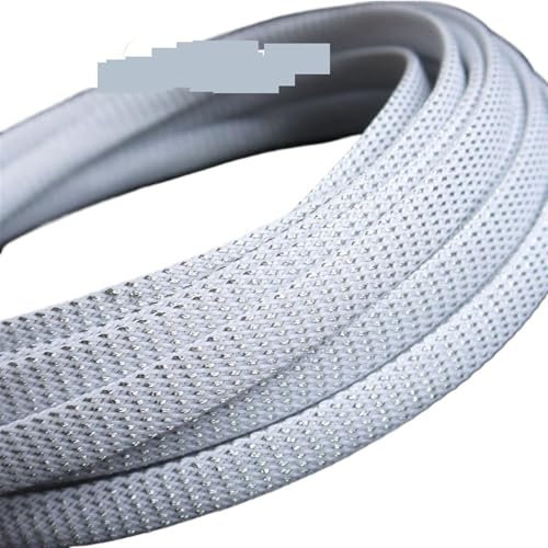 Ayztantine Cable Sleeve White Silver Braided Wire Sleeve 4 6 8 10 12 16mm High Density Insulated Cable Protection Expandable Sheath(6mm White Silver)
