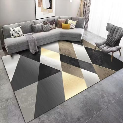 ROSURUG Orientteppich Deko Kinderzimmer Der minimalistische Wohnzimmerteppich mit geometrischem Muster ist rutschfest, verschleißfest und leicht zu reinigen Table Decoration(Grau 120X180cm)