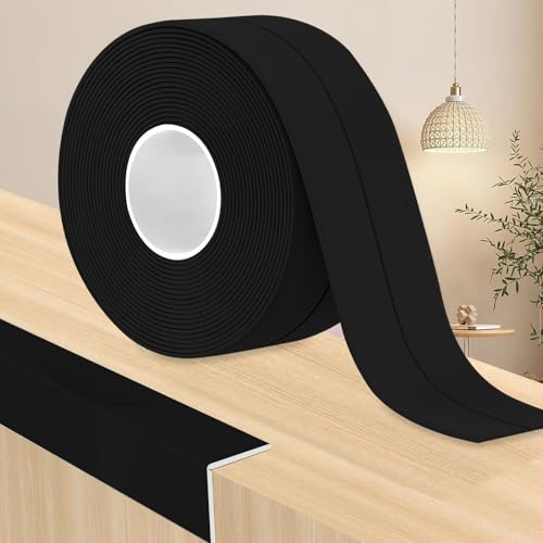 YushengTai Battiscopa, 30mm x 30mm x 6m battiscopa in pvc Idrorepellente e antimuffa per Bagno, Cucina (Nero)