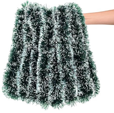 SOQKEEN Christmas Tinsel 10m (32.8ft) - Thick Dark Green Chunky Garland, Versatile Xmas Decor for Tree, Fireplace, Banister, Indoor & Outdoor Use