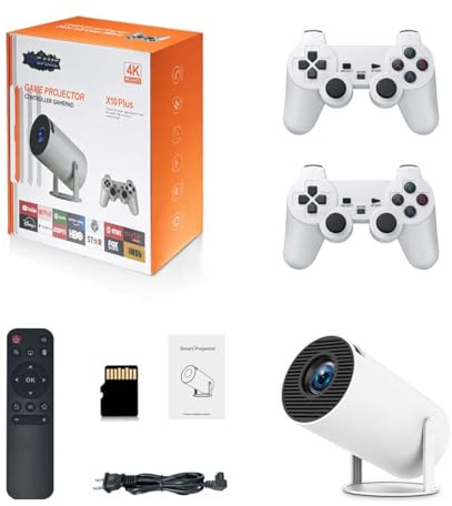 KoDeer X10 Plus Projecteur de Jeu Rétro 4K Console de Jeu Vidéo Maison Rétro avec 2 Contrôleurs Sans Fil Sortie HDMI WiFi