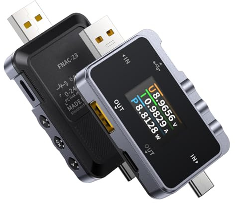 DewinLVD USB Tester, FNAC-28 USB Spannungsmesser Typ-C Power Meter für Schnellladeprotokoll-Erkennung Mobile Power Tester Digitales Voltmeter 4-24V, 0-6,5A, 0-156W